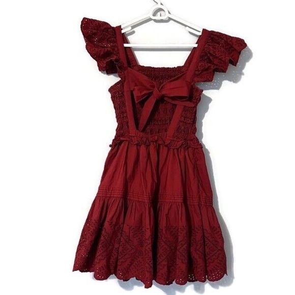 Sea New York Vienne Eyelet Mini Dress NWT Small Red - Picture 5 of 9